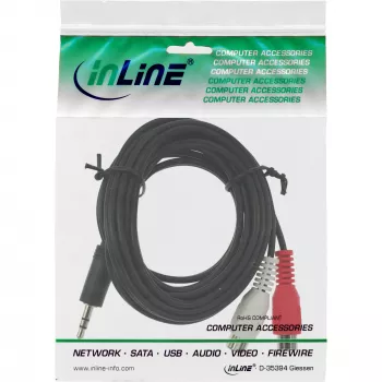 Καλώδιο ήχου 2x υποδοχή RCA / βύσμα jack 3,5 mm στερεοφωνικό 3 m InLine 89941C