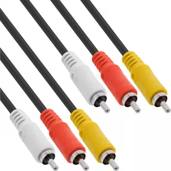 InLine Καλώδιο AV 3x βύσματα RCA/αρσενικά 2 m, 3 x RCA, 2 m, μαύρο