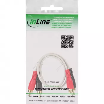 InLine Καλώδιο RCA 2x βύσματα RCA αρσενικό / αρσενικό επιχρυσωμένο 0,5 m, αρσενικό, 2 x RCA, αρσενικό, 0,5 m, λευκό