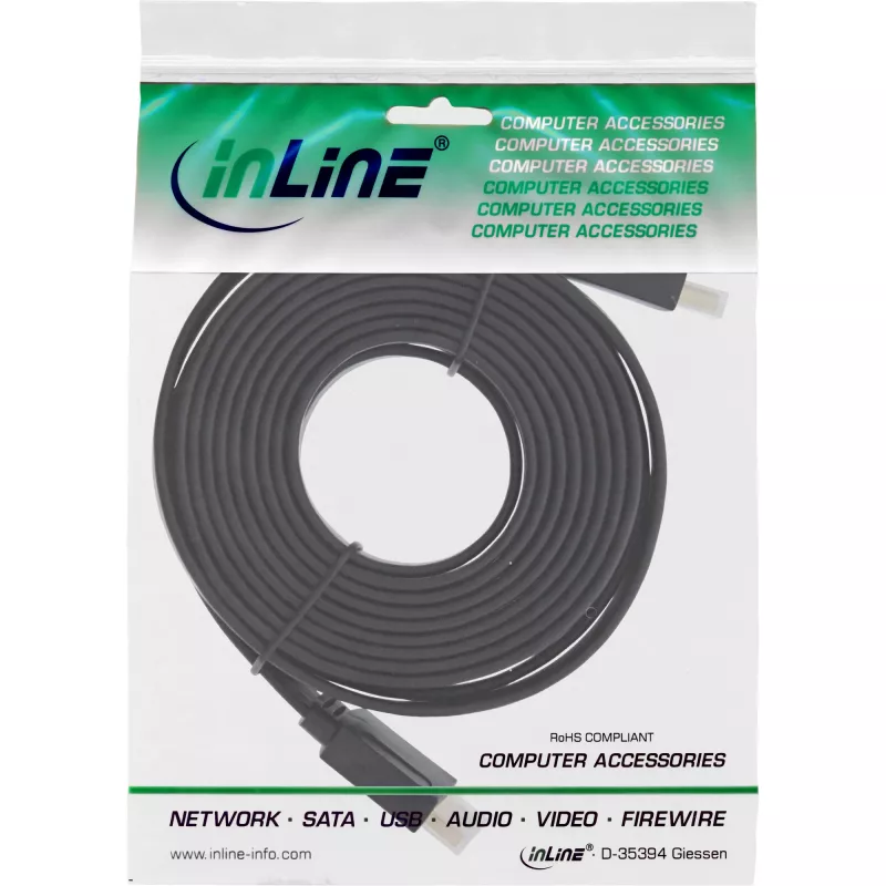 InLine Επίπεδο καλώδιο HDMI High Speed με Ethernet, επιχρυσωμένο, μαύρο, 1,5 m
