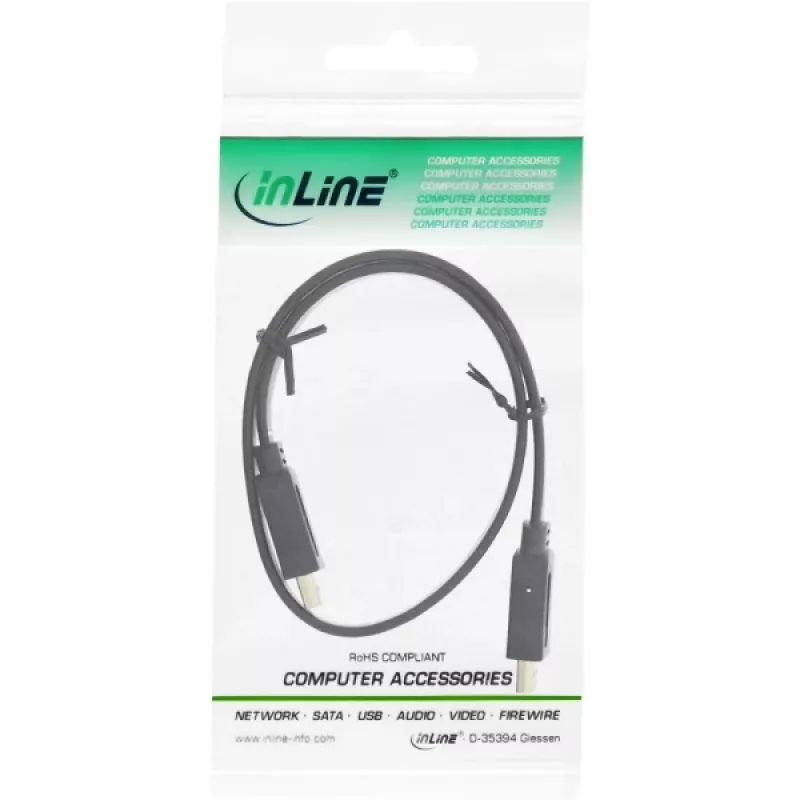 InLine Επίπεδο καλώδιο HDMI High Speed με Ethernet επιχρυσωμένο μαύρο 0,5m