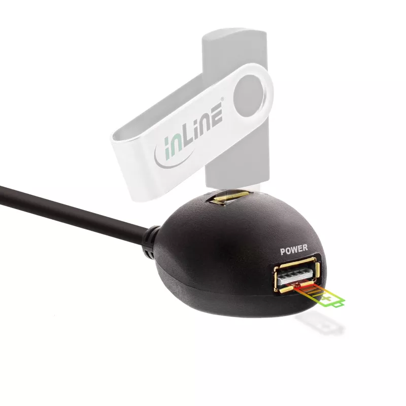 InLine Καλώδιο USB 3.2 Gen.1 USB Type-A M / A W + τροφοδοσία, με βάση, μαύρο, 3m
