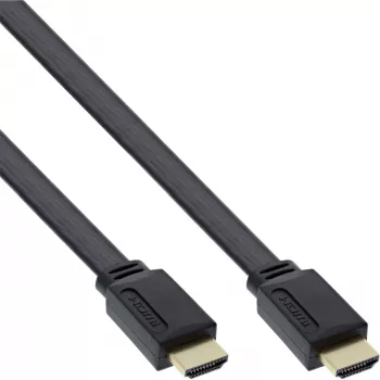 InLine Επίπεδο καλώδιο HDMI High Speed με Ethernet επιχρυσωμένο μαύρο 1m