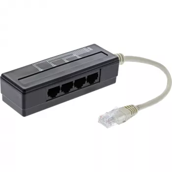 Διαχωριστής τηλεφωνικής θύρας 4 θέσεων InLine, RJ45 βύσμα αρσενικό σε 4x RJ45 υποδοχή θηλυκή, 0,15 m