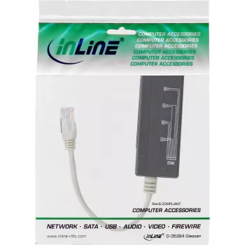 Διαχωριστής τηλεφωνικής θύρας 4 θέσεων InLine, RJ45 βύσμα αρσενικό σε 4x RJ45 υποδοχή θηλυκή, 0,15 m