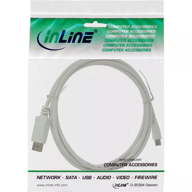 InLine Καλώδιο Mini DisplayPort σε DisplayPort λευκό 1,5m