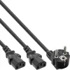 InLine Καλώδιο τροφοδοσίας Y 1x CEE 7/7 γωνιακό / 2x 3πολικό βύσμα IEC C13, 1m