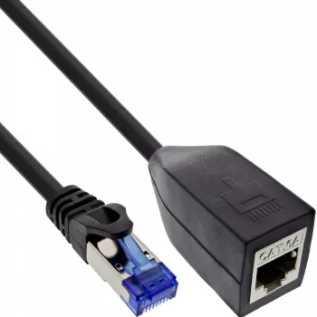 Προστασία υποδοχής RJ45 InLine Cat.6A S/FTP, RJ45 αρσενικό/θηλυκό, μαύρο, 0,2m