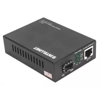 Μετατροπέας μέσων Intellinet Gigabit PoE+, 1 x θύρα 1000Base-T RJ45 σε 1 x θύρα SFP, PoE+ injector