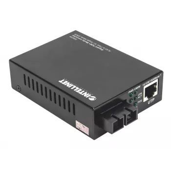 Μετατροπέας μέσων Intellinet Gigabit PoE+, θύρα 1000Base-T RJ45 σε 1000Base-LX (SC) Singlemode, 20 km, PoE+ injector