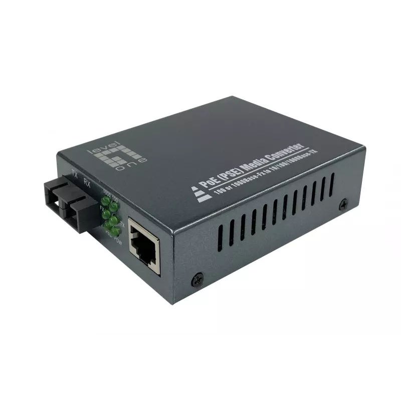 Μετατροπέας μέσων LevelOne RJ45 σε SC Gigabit, PoE PSE, ίνα multimode, 0,5 km