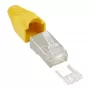 InLine αρσενικό βύσμα crimp RJ45 8P8C θωρακισμένο με οδηγό εισαγωγής & προστασία κάμψης, κίτρινο
