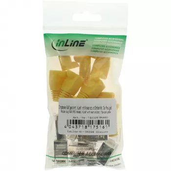 InLine αρσενικό βύσμα crimp RJ45 8P8C θωρακισμένο με οδηγό εισαγωγής & προστασία κάμψης, κίτρινο