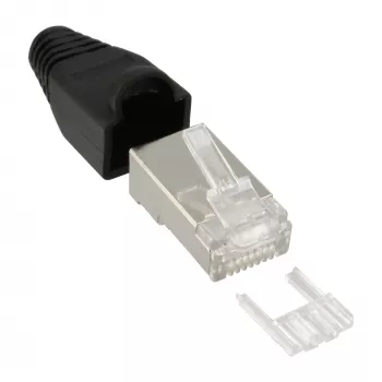 InLine αρσενικό βύσμα crimp RJ45 8P8C θωρακισμένο με οδηγό εισαγωγής και προστασία κάμψης 100 τεμ.