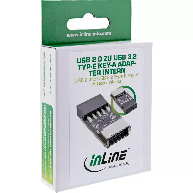 InLine προσαρμογέας USB 2.0 σε USB 3.2 Type-E Key-A εσωτερικός
