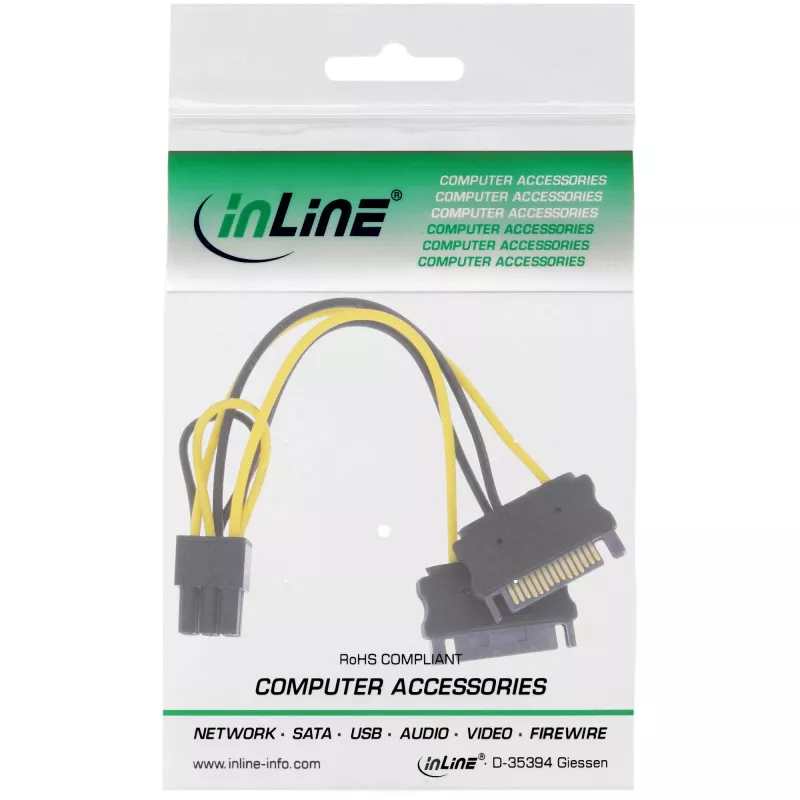 InLine τροφοδοτικό 2x SATA / 6 Pin για κάρτα γραφικών PCIe 26628B