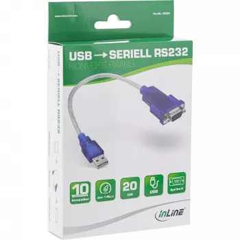 InLine καλώδιο προσαρμογέα USB σε σειριακό USB Type A αρσενικό βύσμα / DB9 αρσενικό βύσμα περ. 0,2 m
