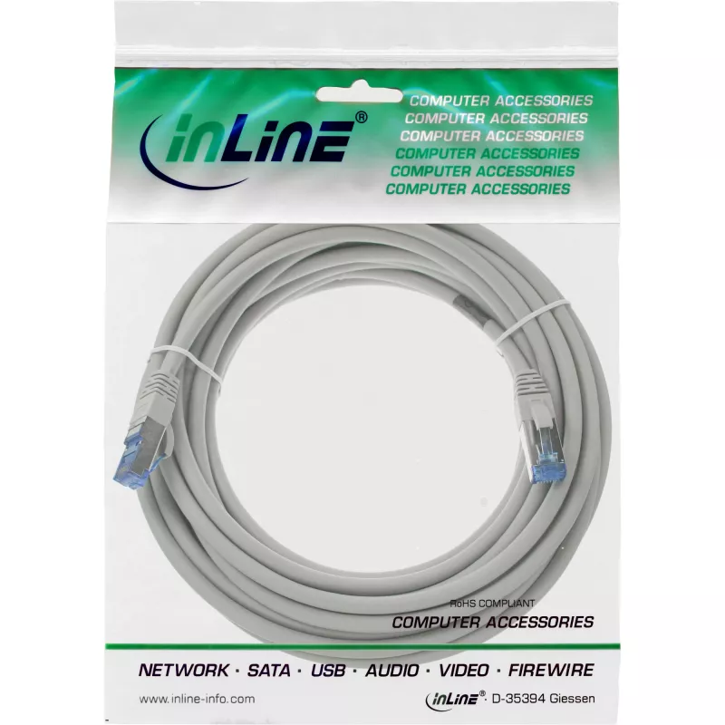 InLine Patch Cable S/FTP PiMF Cat.6A halogen free 500MHz grey 7.5m