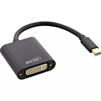 InLine προσαρμογέας Mini DisplayPort αρσενικό βύσμα / DVI-D 24+1 θηλυκή υποδοχή αλουμίνιο μαύρο, 0,15 m
