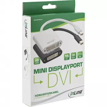 InLine προσαρμογέας Mini DisplayPort αρσενικό βύσμα / DVI-D 24+1 θηλυκή υποδοχή αλουμίνιο μαύρο, 0,15 m