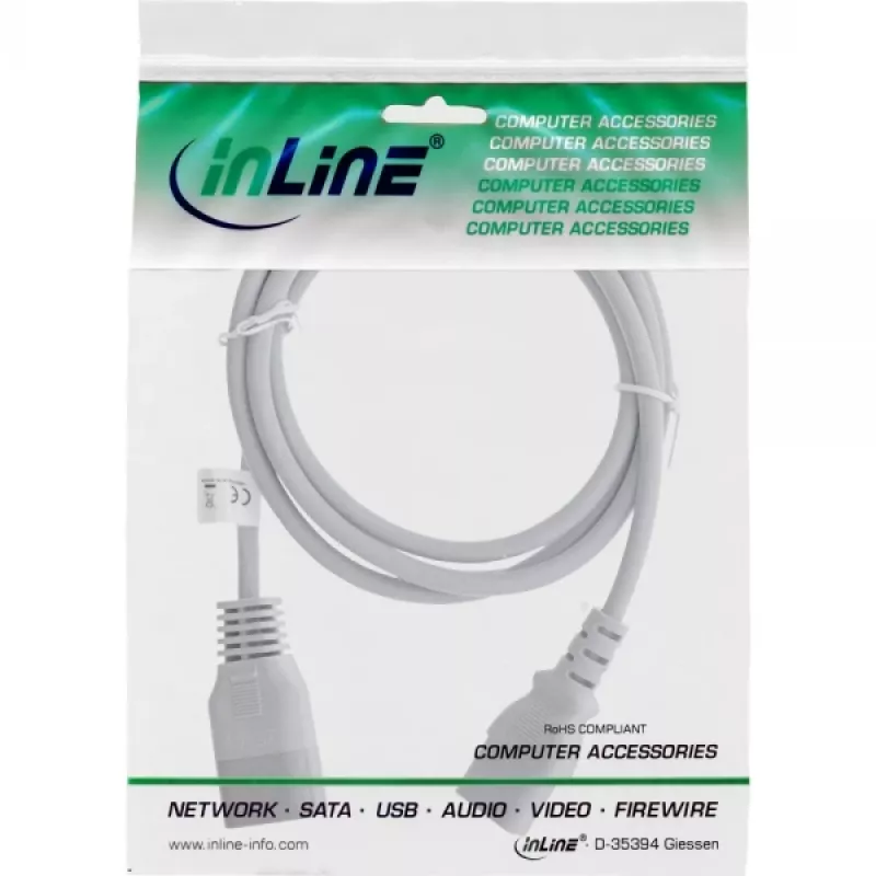 Προέκταση καλωδίου τροφοδοσίας C13/C14 InLine 16632G γκρι 1,8 m