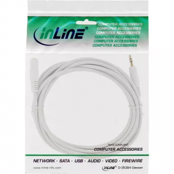 InLine Καλώδιο ήχου 3,5 mm βύσμα/υποδοχή, Στερεοφωνικό, λευκό/χρυσό 5 m