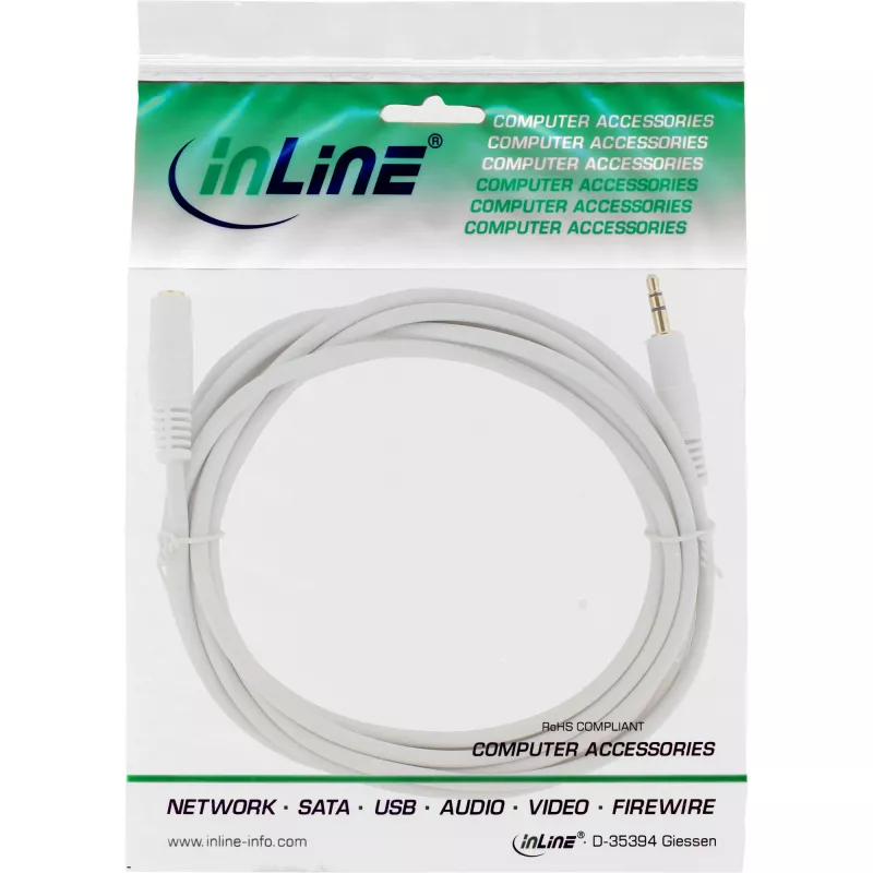 InLine Καλώδιο ήχου 3,5 mm βύσμα/υποδοχή, Στερεοφωνικό, λευκό/χρυσό 5 m
