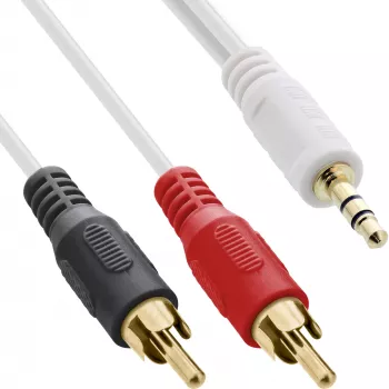 InLine Καλώδιο ήχου 2x βύσμα RCA / βύσμα jack 3,5mm Στερεοφωνικό λευκό/χρυσό 5m