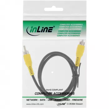 InLine Καλώδιο βίντεο, 1x RCA M/M, κίτρινα βύσματα, 5m
