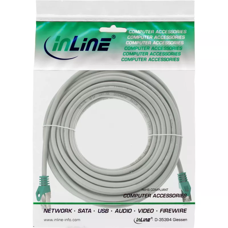 InLine Καλώδιο Patch crossover PC σε PC F/UTP Cat.5e γκρι 10m