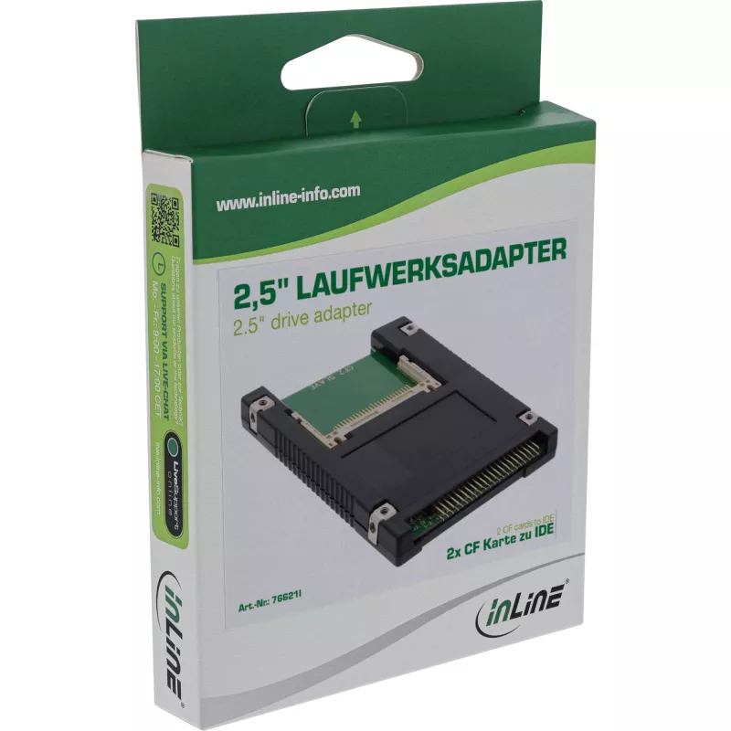 InLine Προσαρμογέας μονάδας δίσκου IDE 2,5 ιντσών σε 2x Compact Flash – χρήση καρτών CF ως σκληρών δίσκων
