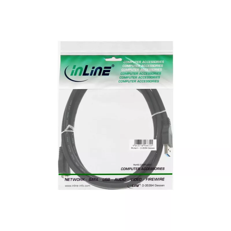 Καλώδιο USB 3.2 Gen.1 βύσμα Τύπου-A / βύσμα Micro-B InLine 35410 1m μαύρο