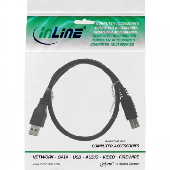 InLine Καλώδιο USB 3.2 Gen.1 βύσμα Τύπου A / βύσμα Τύπου B, μαύρο, 0,5 m