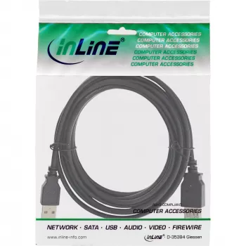 Καλώδιο επέκτασης USB 2.0 βύσμα/υποδοχή Τύπου A InLine 34610B μαύρο 1m