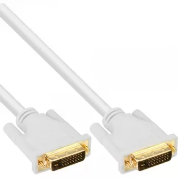 InLine Καλώδιο DVI-D 24+1 αρσενικό/αρσενικό DVI Dual Link λευκό/χρυσό 5 m