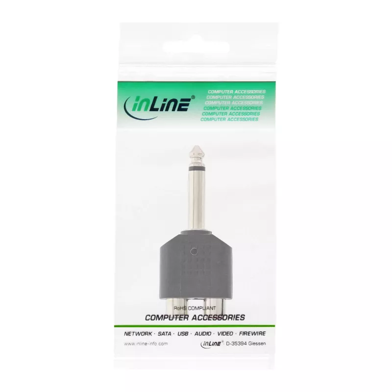 InLine Αντάπτορας ήχου 6,3 mm αρσενικό jack μονοφωνικό / 2x θηλυκό Cinch