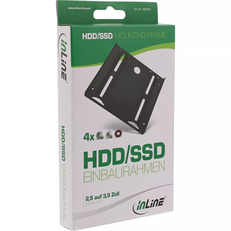 InLine Πλαίσιο τοποθέτησης HDD/SSD, 2,5 ίντσες σε 3,5 ίντσες, με βίδες, μαύρο