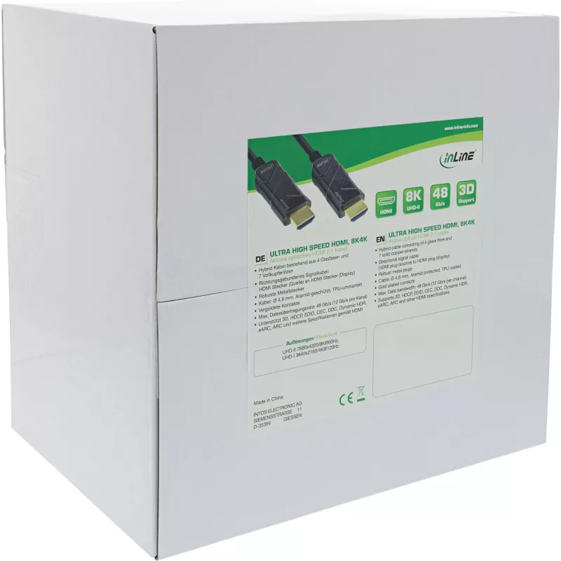 InLine Καλώδιο HDMI AOC, Ultra High Speed HDMI, 8K4K, μαύρο, 80m