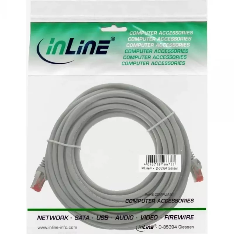 InLine Καλώδιο patch S/FTP PiMF Cat.6 250MHz PVC χαλκός γκρι 40m