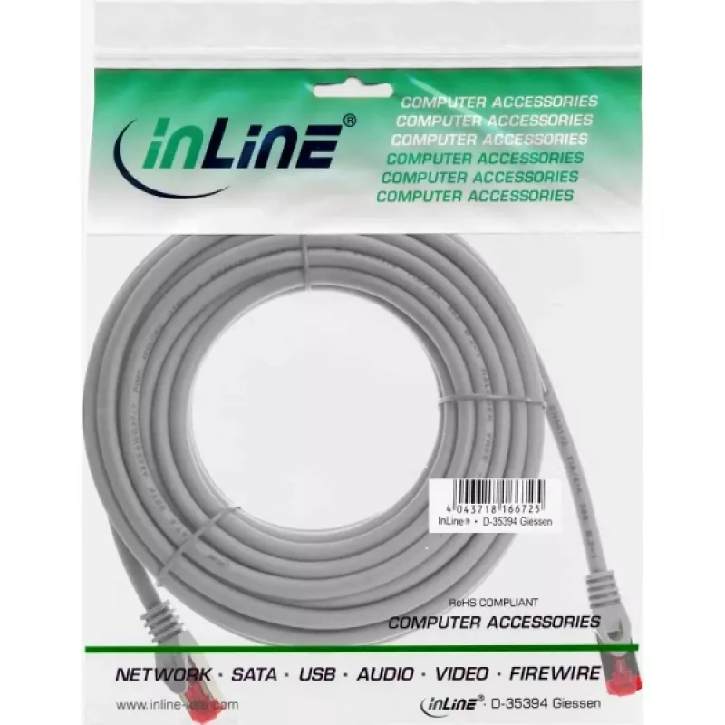 InLine Καλώδιο Patch S/FTP PiMF Cat.6 250MHz χαλκός χωρίς αλογόνα γκρι 7,5m