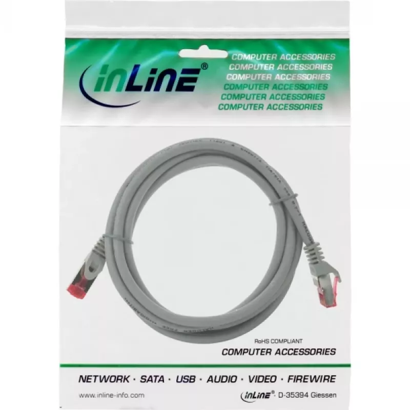 InLine Καλώδιο Patch S/FTP PiMF Cat.6 250MHz χαλκός χωρίς αλογόνα γκρι 2m