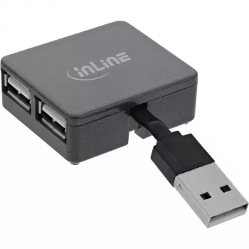 Hub USB 2.0 4 θυρών InLine, αρσενικό βύσμα USB-A σε 4x θηλυκό υποδοχή USB-A, καλώδιο 4cm