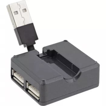 Hub USB 2.0 4 θυρών InLine, αρσενικό βύσμα USB-A σε 4x θηλυκό υποδοχή USB-A, καλώδιο 4cm