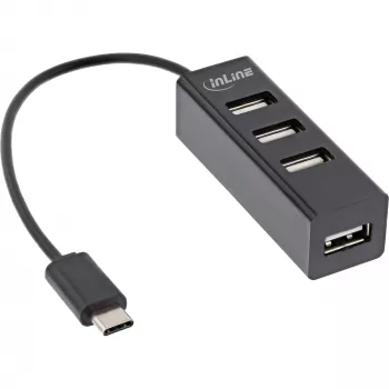 Hub USB 2.0 4 θυρών InLine, αρσενικό βύσμα USB-C σε 4x θηλυκό υποδοχή USB-A, καλώδιο 15cm