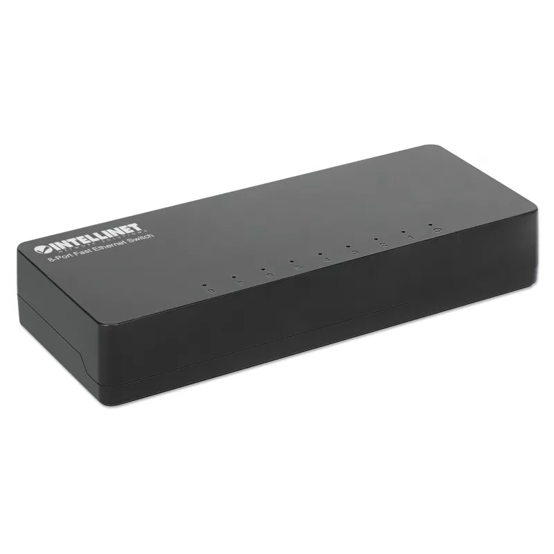 Switch Fast Ethernet 8 θυρών Intellinet μεγέθους desktop, πλαστικό, IEEE 802.3az (Energy Efficient Ethernet), μαύρο