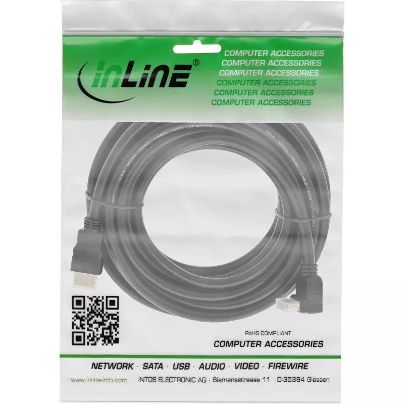 Καλώδιο HDMI InLine 17015V 15m γωνιακό High Speed με Ethernet