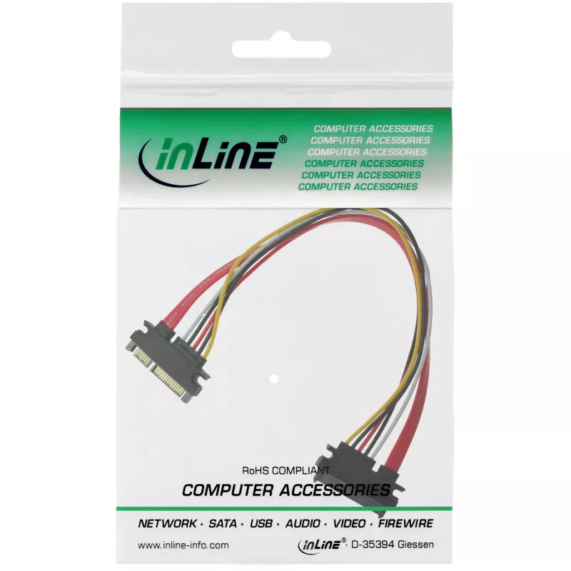Καλώδιο δεδομένων και τροφοδοσίας SATA InLine SATA 6Gb/s αρσενικό / θηλυκό 0,30m