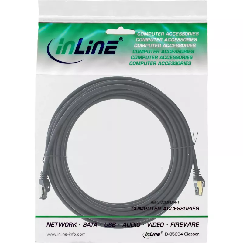 InLine Patch καλώδιο S/FTP PiMF Cat.8.1 χωρίς αλογόνα 2000MHz μαύρο, 10m