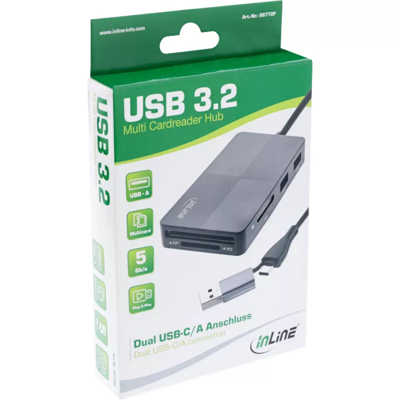 InLine 66772F Αναγνώστης καρτών USB γκρι