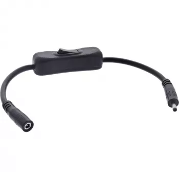 InLine Καλώδιο DC με διακόπτη, βύσμα/υποδοχή DC 3,5x1,35mm, AWG 18, μαύρο, 0,20m